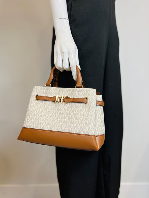 Michael Kors Reed Small Center Zip Logo Belted Satchel Crossbody