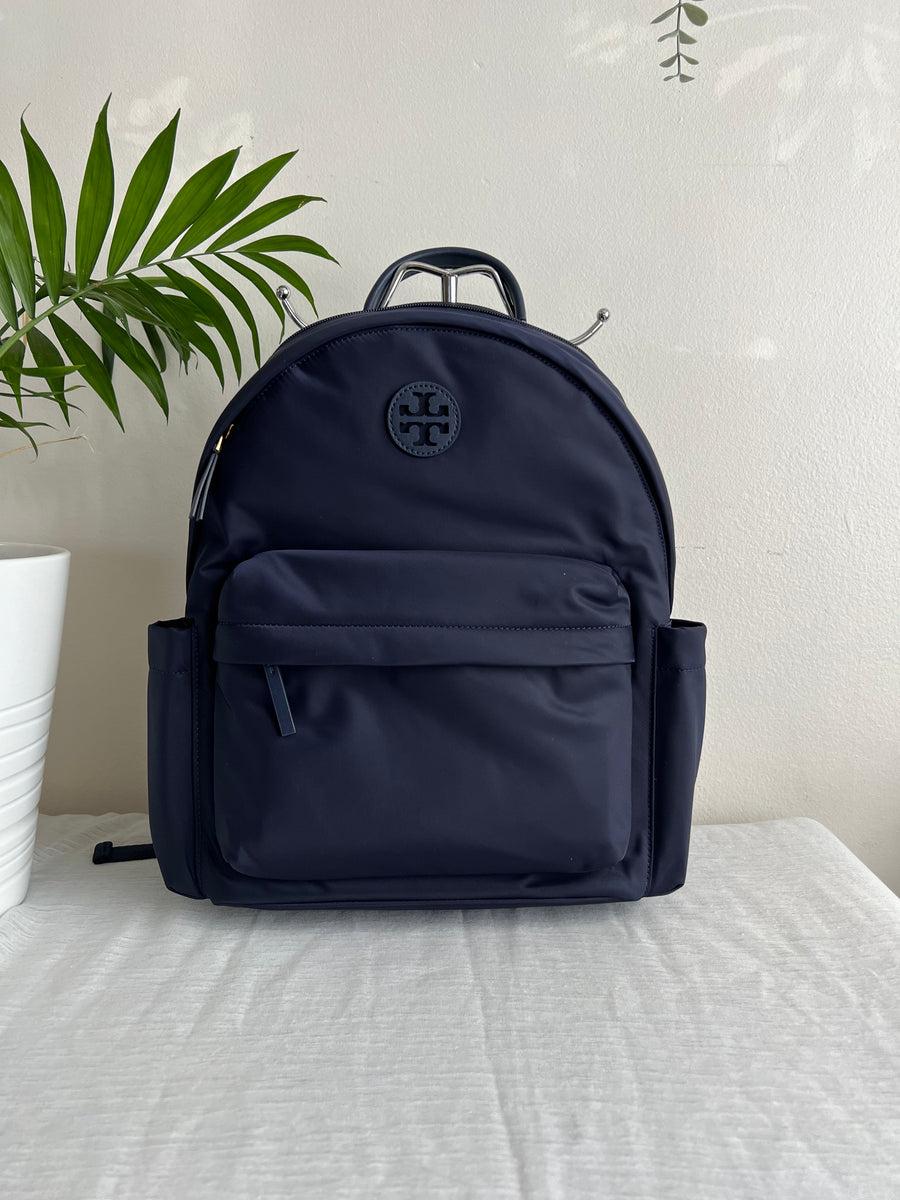 Navy nylon outlet backpack