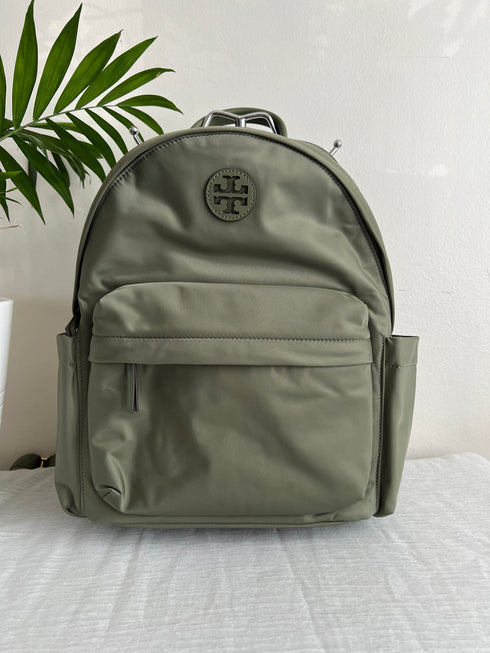 TORY BURCH ELLA NYLON GREEN BACKPACK