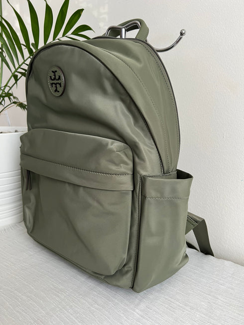 TORY BURCH ELLA NYLON GREEN BACKPACK