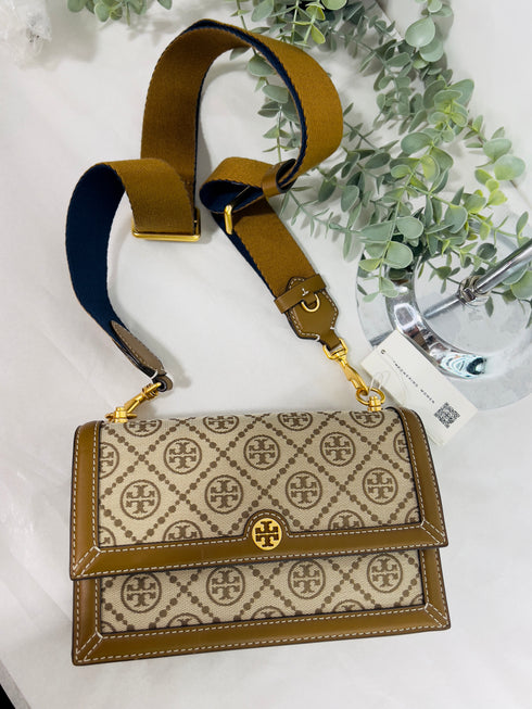 TORY BURCH T MONOGRAM JACQUARD SHOULDER BAG MINI,