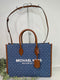 Michael Kors Mirella Medium Tote Shoulder Handbag Purse Denim Multi Blue MK