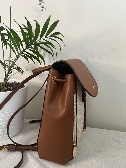 Michael Kors Phoebe Medium Backpack Drawstring School Bag Brown MK Signature
