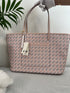 TORY BURCH GEO LOGO TOP ZIP TOTE
