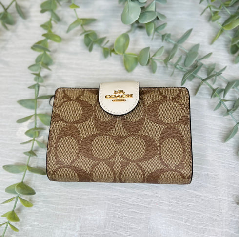 Coach Medium Corner Zip Wallet In Signature Canvas