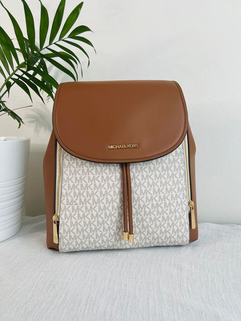 Michael Kors Phoebe Medium Backpack Drawstring School Bag Brown MK Signature