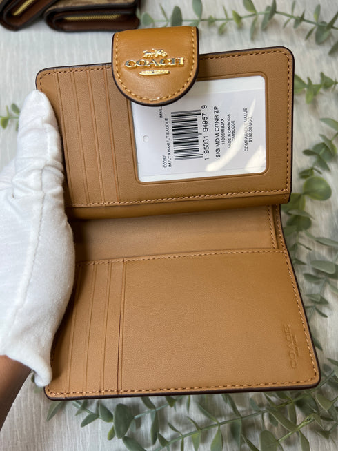 Coach Medium Corner Zip Wallet In Signature Canvas